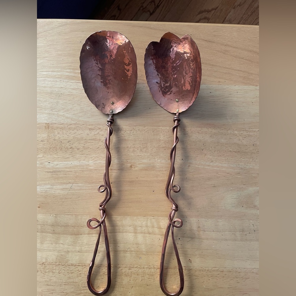 Vintage Ben and Lael Southern Crafted Copper Serving Spoons Set of 2 NEW